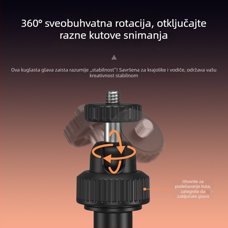 SELIFE Mini Selfie Stick Tripod za Insta360X5 / DJI Action kamere, 5 sekcija, aluminij/plastika, nosivost 500 g, težina 110 g