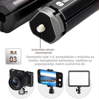 Stativ za stolni mobitel za livestream – aluminijsko-cinkova legura, dizajn s 1 čvorom, nosivost pod 2 kg, težina 0,142 kg, model ZM-100(GB)