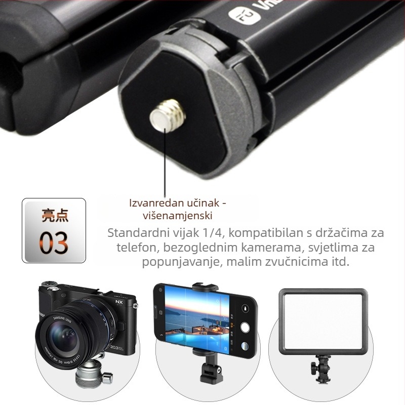 Stativ za stolni mobitel za livestream – aluminijsko-cinkova legura, dizajn s 1 čvorom, nosivost pod 2 kg, težina 0,142 kg, model ZM-100(GB)