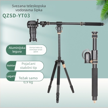 Light Age QZSD-YT03 integrirani aluminijski stativ s produžnim štapom za DSLR, snimanje videa i mobilnu fotografiju, 3 sekcije, nosivost 2–5 kg