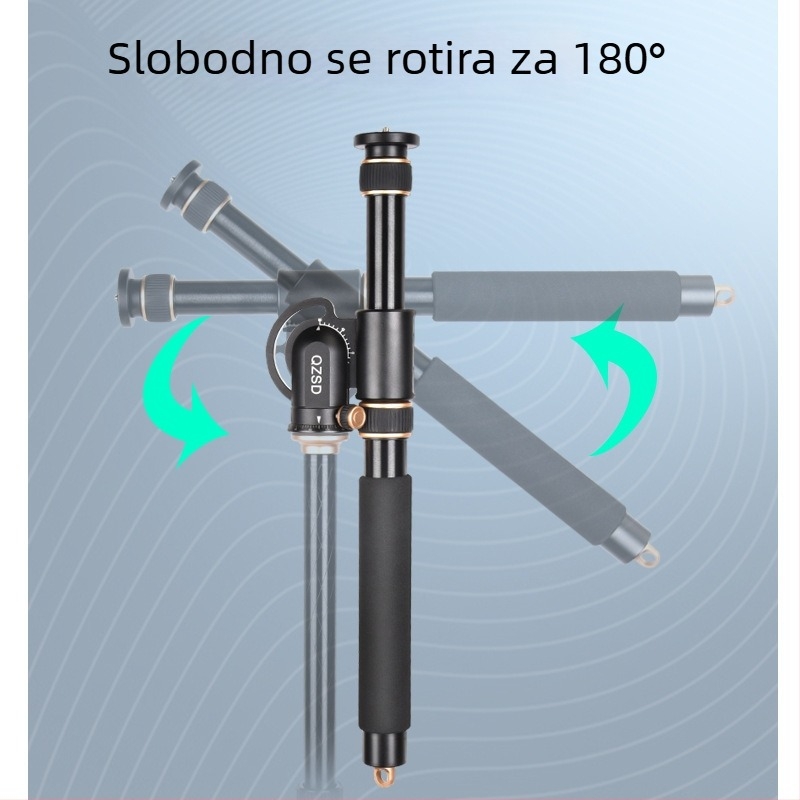 Light Age QZSD-YT03 integrirani aluminijski stativ s produžnim štapom za DSLR, snimanje videa i mobilnu fotografiju, 3 sekcije, nosivost 2–5 kg