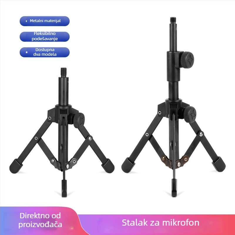 Metalni stolni stativ za snimanje mobitelom i livestreaming, s sklopivim teleskopskim nosačem za mikrofon