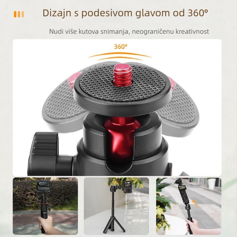 Flymile stativ za DJI Action 5 Pro — držač produžnog štapa, Pocket 3 teleskopijski stativ, 102.7 g