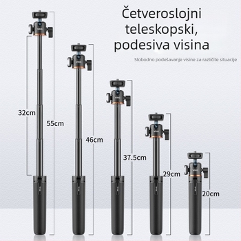 VRIG TP-06 četverostruki aluminijski stativ s kuglastom glavom, proširiv, nosivost do 2 kg