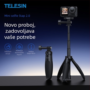 TELESIN Mini Selfie Šipka 2.0, Univerzalno, aluminijska legura i plastika, stativ