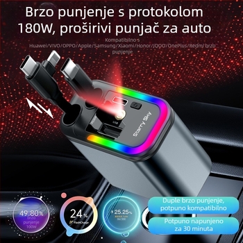 Auto MP3 player s FM prijemnikom, visoko snaga USB punjenja, napajanje 12–24V, USB sučelje, monokromatski zaslon