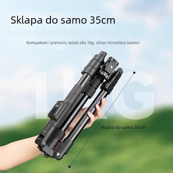 Yunteng 180 stativ s kugličnom glavom, aluminijska legura, 4 sekcije, nosivost 3 kg, kompatibilan sa Sony ZV-1 i ZV-E10