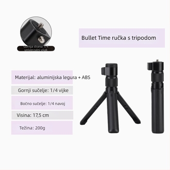 Selfie štap s rotirajućom ručkom, aluminijska legura, za Insta360 X3/X4/X5 panoramsku akcijsku kameru