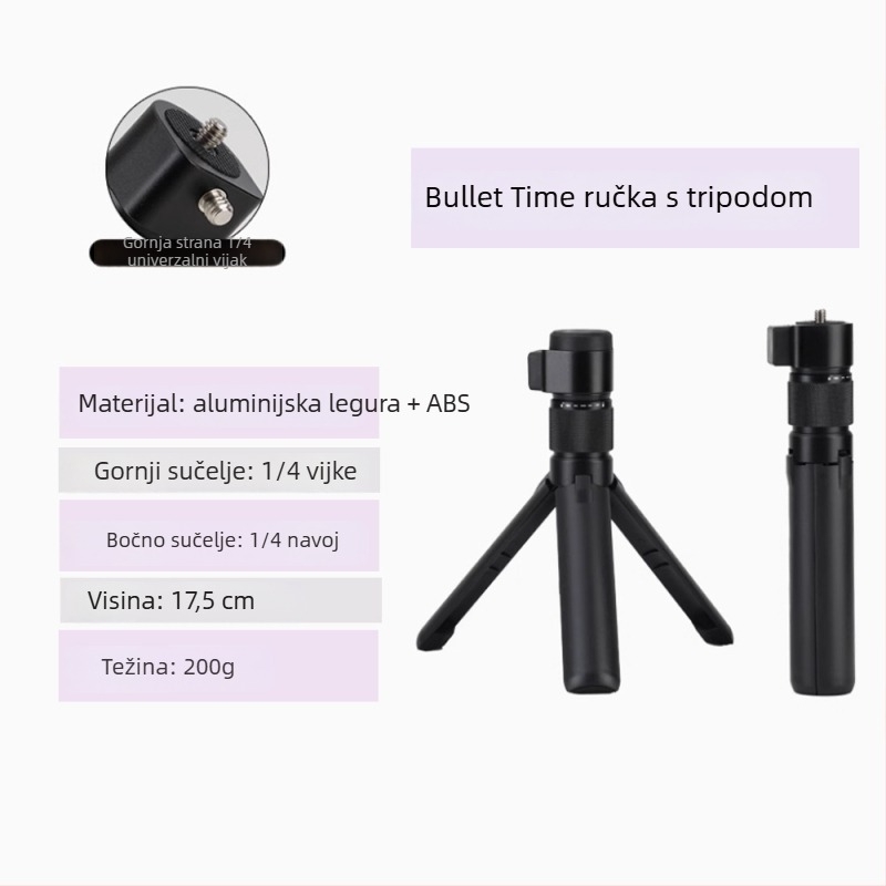 Selfie štap s rotirajućom ručkom, aluminijska legura, za Insta360 X3/X4/X5 panoramsku akcijsku kameru