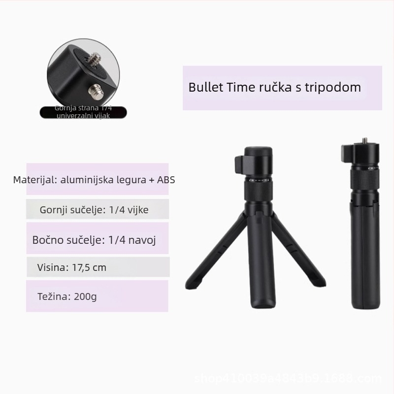 Selfie štap s rotirajućom ručkom, aluminijska legura, za Insta360 X3/X4/X5 panoramsku akcijsku kameru