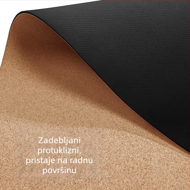 Velika dvostruka podloga za stol s osnovom od kore i gume, protuklizna, za pisanje i miš, 80 × 40 cm