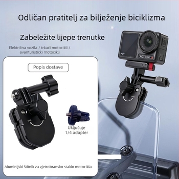 Klip za vjetrobransko staklo motocikla, aluminijska legura, model A29s, za univerzalne akcijske kamere