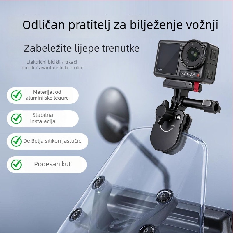 Klip za vjetrobransko staklo motocikla, aluminijska legura, model A29s, za univerzalne akcijske kamere