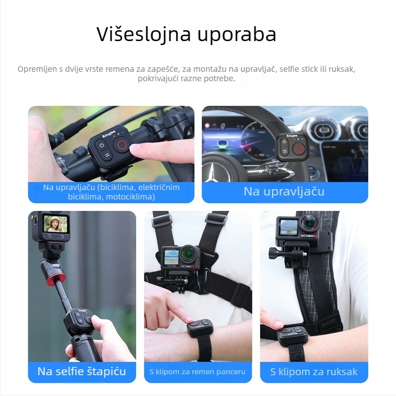KM-RC04 Bluetooth daljinski upravljač za DJI Action 6, Insta360, GoPro — ABS kućište, Kingma