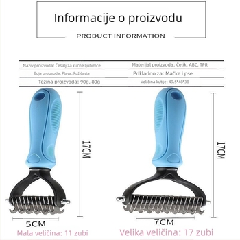 Nehrđajući čelični pseći češalj za raščešljavanje čvorova, set od 144 komada