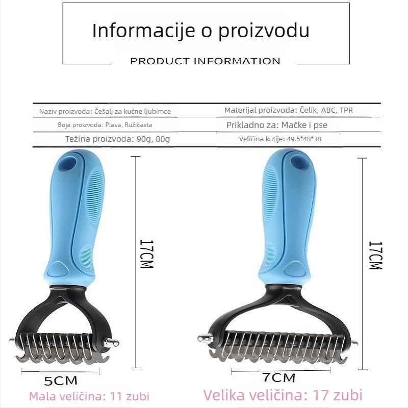 Nehrđajući čelični pseći češalj za raščešljavanje čvorova, set od 144 komada