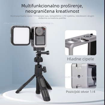 Kavez za akcijsku kameru od aluminijske legure za DJI Action4/5 Pro - Shadow Craftsman, brza ugradnja, horizontalno i vertikalno snimanje