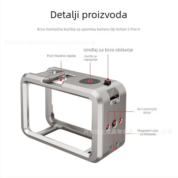 Kavez za akcijsku kameru od aluminijske legure za DJI Action4/5 Pro - Shadow Craftsman, brza ugradnja, horizontalno i vertikalno snimanje