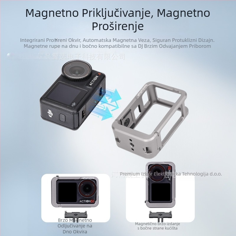Kavez za akcijsku kameru od aluminijske legure za DJI Action4/5 Pro - Shadow Craftsman, brza ugradnja, horizontalno i vertikalno snimanje
