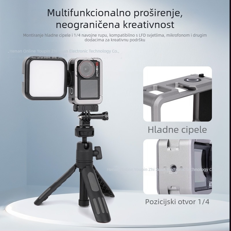 Kavez za akcijsku kameru od aluminijske legure za DJI Action4/5 Pro - Shadow Craftsman, brza ugradnja, horizontalno i vertikalno snimanje
