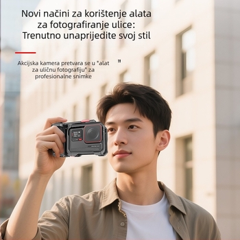 Kavez za kameru Insta360 Ace Pro2 s zaštitnim kućištem protiv pada i gripom za okidanje | Materijal: aluminijska legura + silikon | Model: Ace03