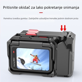 Kavez za kameru Insta360 Ace Pro2 s zaštitnim kućištem protiv pada i gripom za okidanje | Materijal: aluminijska legura + silikon | Model: Ace03