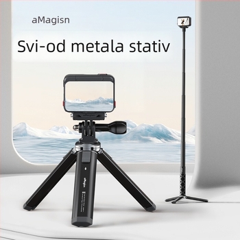 Metalni stolni stativ za akcijske kamere i DSLR — aluminijska legura, AM11, kompatibilan s akcijskim kamerama, DSLR i pametnim telefonima