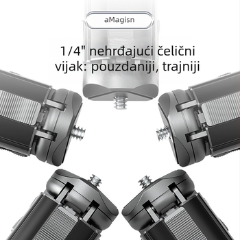 Metalni stolni stativ za akcijske kamere i DSLR — aluminijska legura, AM11, kompatibilan s akcijskim kamerama, DSLR i pametnim telefonima