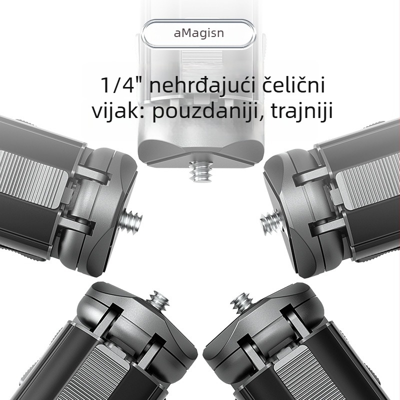 Metalni stolni stativ za akcijske kamere i DSLR — aluminijska legura, AM11, kompatibilan s akcijskim kamerama, DSLR i pametnim telefonima