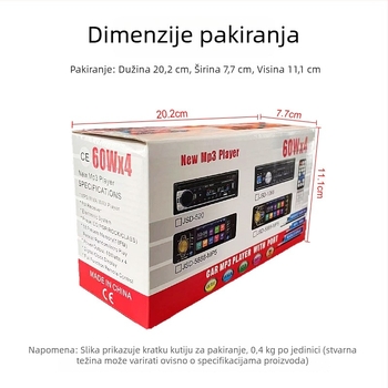 JSD-520 Bluetooth MP3 player za auto s Hands-Free i FM radio, podržava USB/SD karticu