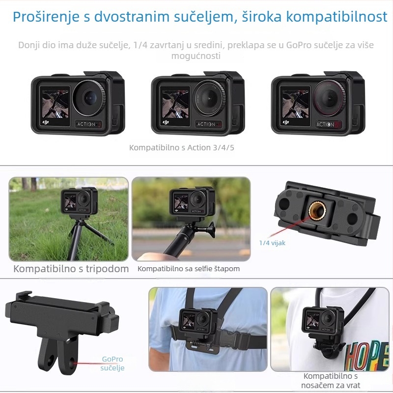 Magnetski sklopivi držač s brzim otpuštanjem za DJI Action 5/4/3 (ABS, nehrđajući čelik, magnet, silikagel)