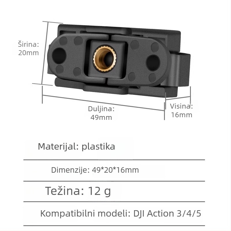 Magnetski sklopivi držač s brzim otpuštanjem za DJI Action 5/4/3 (ABS, nehrđajući čelik, magnet, silikagel)