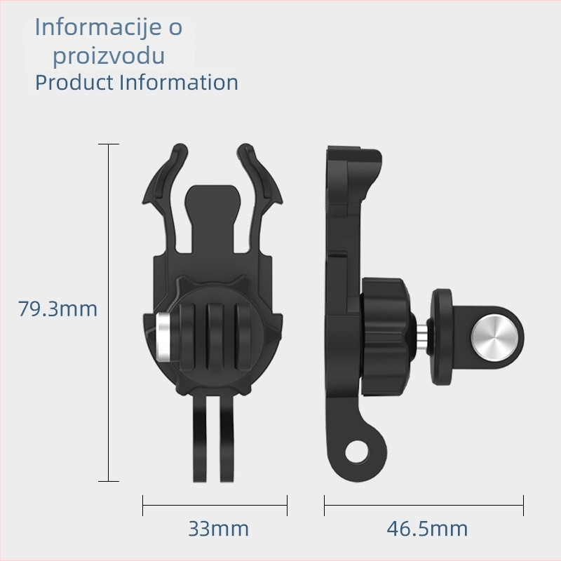 TELESIN nosač za akcijsku kameru: 360° rotacija, prilagodljiv kut, dvostruko brzo oslobađanje, kompatibilan s GoPro/DJI Action4
