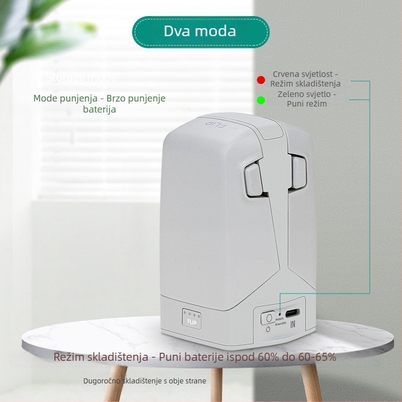 Punjač baterije za DJI Flip s dvostrukim punjenjem, uspravni dizajn, brzo punjenje