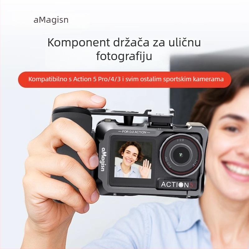Amagisn Držač za Street Shooting za DJI Action 5Pro/4/3 – kompatibilan s Action 5Pro/4/3; uključuje sklop za street shooting; tiskanje logotipa: podržano