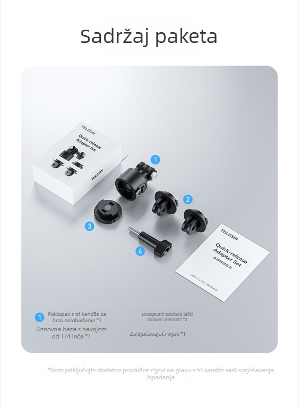Taixun magnetski set adaptera za brzo oslobađanje za GoPro i Action kamere, navoj 1/4 inča, universalno