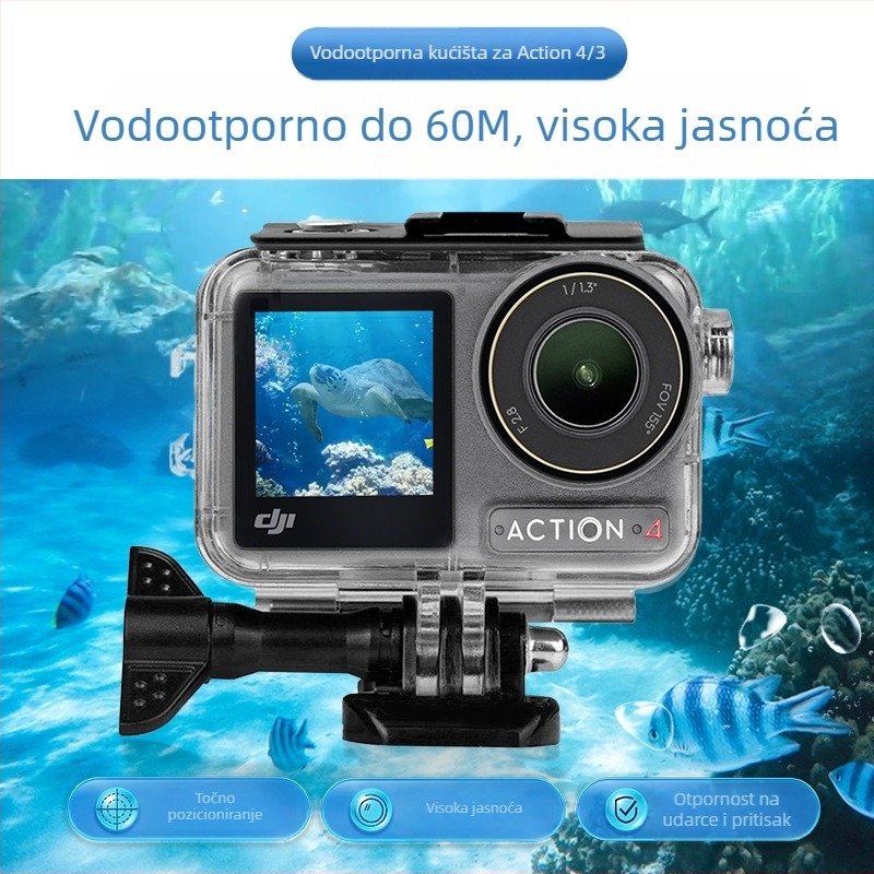 Vodootporno stražnje kućište sa dodirnim zaslonom za DJI Osmo Action 4/Action 3, model 2036, visoko proziran otporni PC (Bayer 2805)