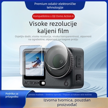 Set zaštitnog stakla zaslona za DJI Osmo Action 6 – Kaljeno staklo za prednji zaslon, stražnji zaslon i leću (kompatibilno s Action6/6Pro)