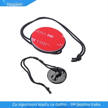 Youyixin univerzalni sigurnosni kopč za GoPro akcijsku kameru s užetom protiv gubitka i 3M dvostrano ljepilom; Marka: Youyixin; Model: General; Kompatibilno s Motion Camera Universal; Logotip ispisan; Pakiranje: 1 kom.