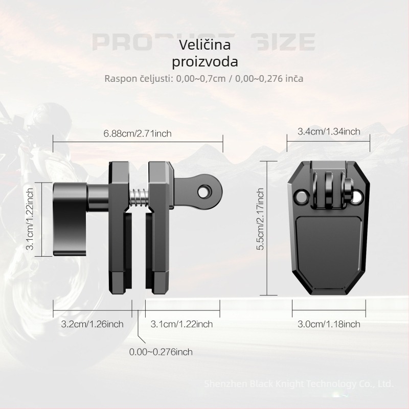 Klip vjetrobranskog motocikla Wesport Al46c, aluminijska legura, opća namjena, mogućnost otiska logotipa