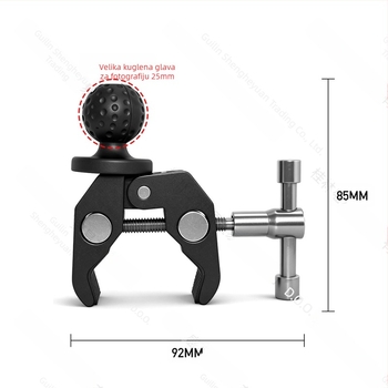Velika kliješta hvatanja s kugličnom glavom za fotografiju, legura, navoji 3/8" i 1/4", cjevasti stezaljka za telefon