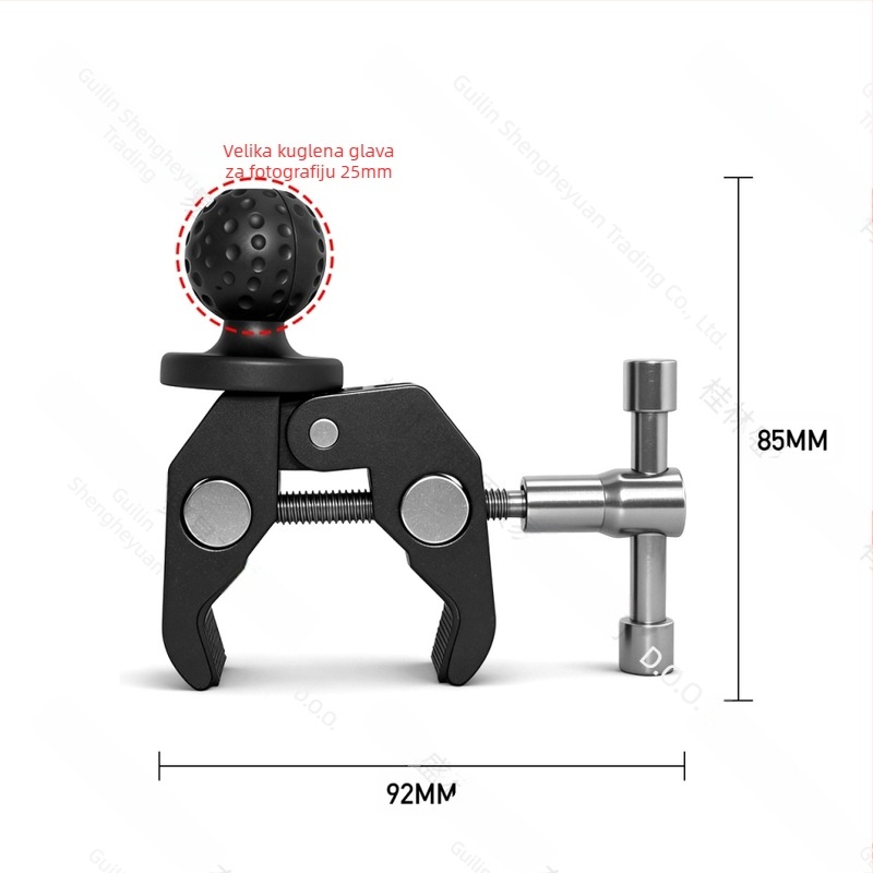 Velika kliješta hvatanja s kugličnom glavom za fotografiju, legura, navoji 3/8" i 1/4", cjevasti stezaljka za telefon