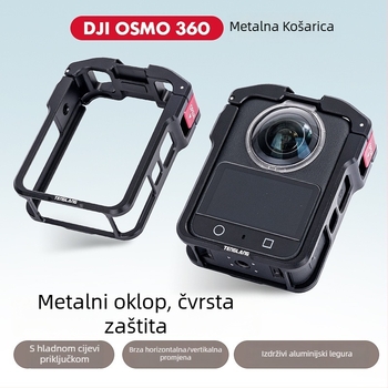 Metalni zaštitni okvir kavez za DJI Osmo 360 panoramsku akcijsku kameru (Materijal: aluminijska legura + nehrđajući čelik + silikon; Model Tl-a10; Kompatibilnost: DJI Osmo 360)