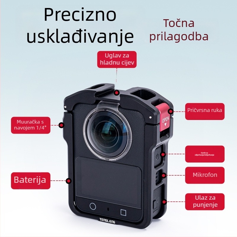 Metalni zaštitni okvir kavez za DJI Osmo 360 panoramsku akcijsku kameru (Materijal: aluminijska legura + nehrđajući čelik + silikon; Model Tl-a10; Kompatibilnost: DJI Osmo 360)