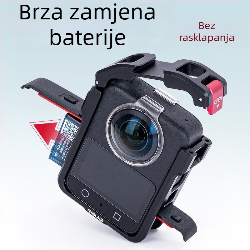 Metalni zaštitni okvir kavez za DJI Osmo 360 panoramsku akcijsku kameru (Materijal: aluminijska legura + nehrđajući čelik + silikon; Model Tl-a10; Kompatibilnost: DJI Osmo 360)