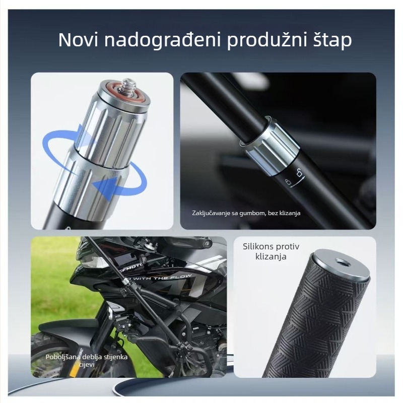 Paisd Univerzalni aluminijski držač za motocikl s zaštitnim selfi štapom, kompatibilan s Osmo360 kamerom
