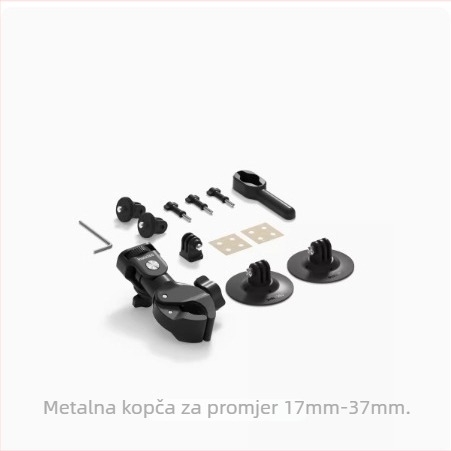 Set dodatne opreme za motocikl Insta360 Shadow Stone za One X2, One X3, One RS, Go 3, Go 2 i druge akcijske kamere — metalna konstrukcija; uključuje snažan stezaljku i fleksibilnu ljepilnu bazu