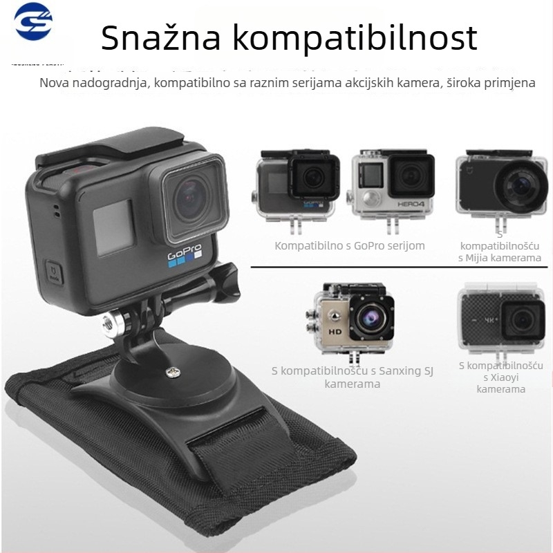 GOBRO univerzalni okretni klip za ruksak za akcijske kamere; kompatibilan s GoPro, Insta360, DJI Osmo Action, Xiaomi Yi; materijal: najlonski pojas; uključene vijci.
