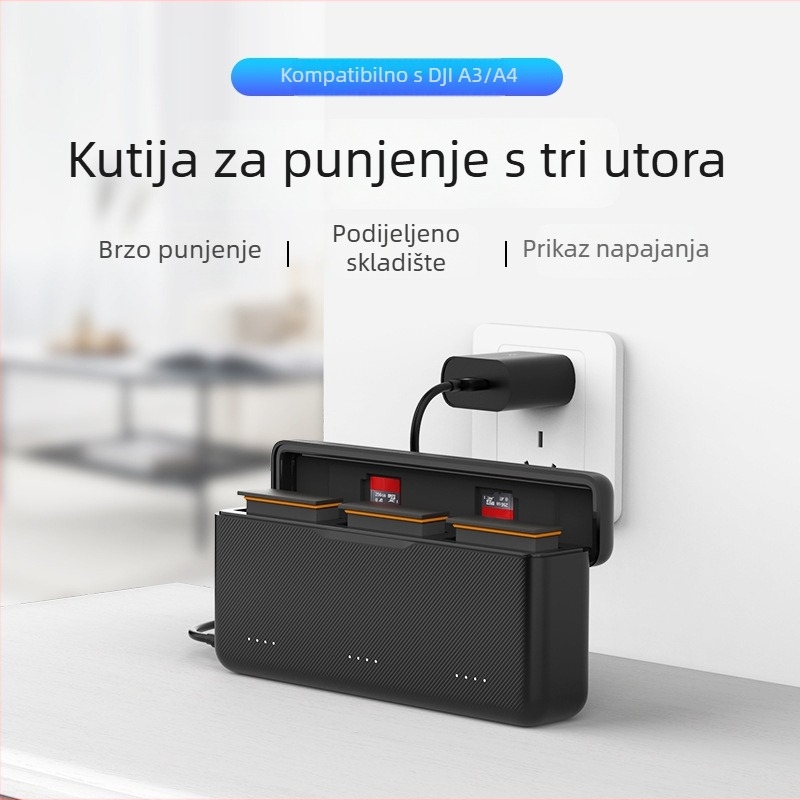 TELESIN Brza kutija za punjenje za DJI Action5/4/3 — Prijenosni plastični punjač
