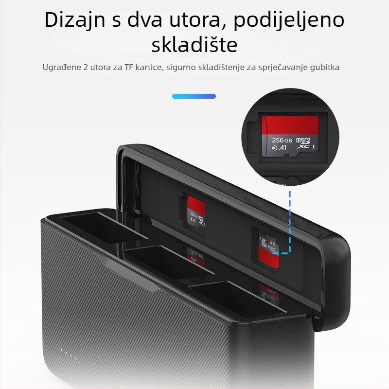 TELESIN Brza kutija za punjenje za DJI Action5/4/3 — Prijenosni plastični punjač